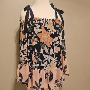 Loft Strappy Floral Fun Blouse
